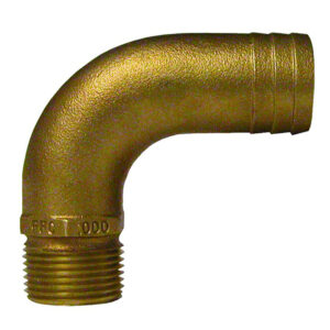 GROCO 1-1/4″ NPT x 1-1/2″ ID Bronze Full Flow 90&deg; Elbow Pipe to Hose Fitting
