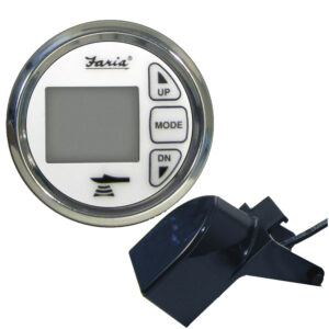 Faria Chesapeake White SS 2″ Dual Depth & Temp Sounder w/Transom Mount Transducer