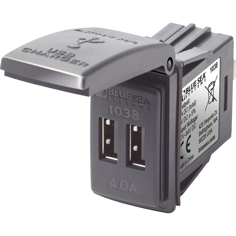Blue Sea 1038 48V Dual USB Charger Contura Switch Mount Blue Sea 1038 48V Dual USB Charger Contura Switch Mount