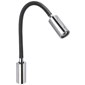 Quick Audrey Wall Light w/USB Daylight – Black Leather – Chrome