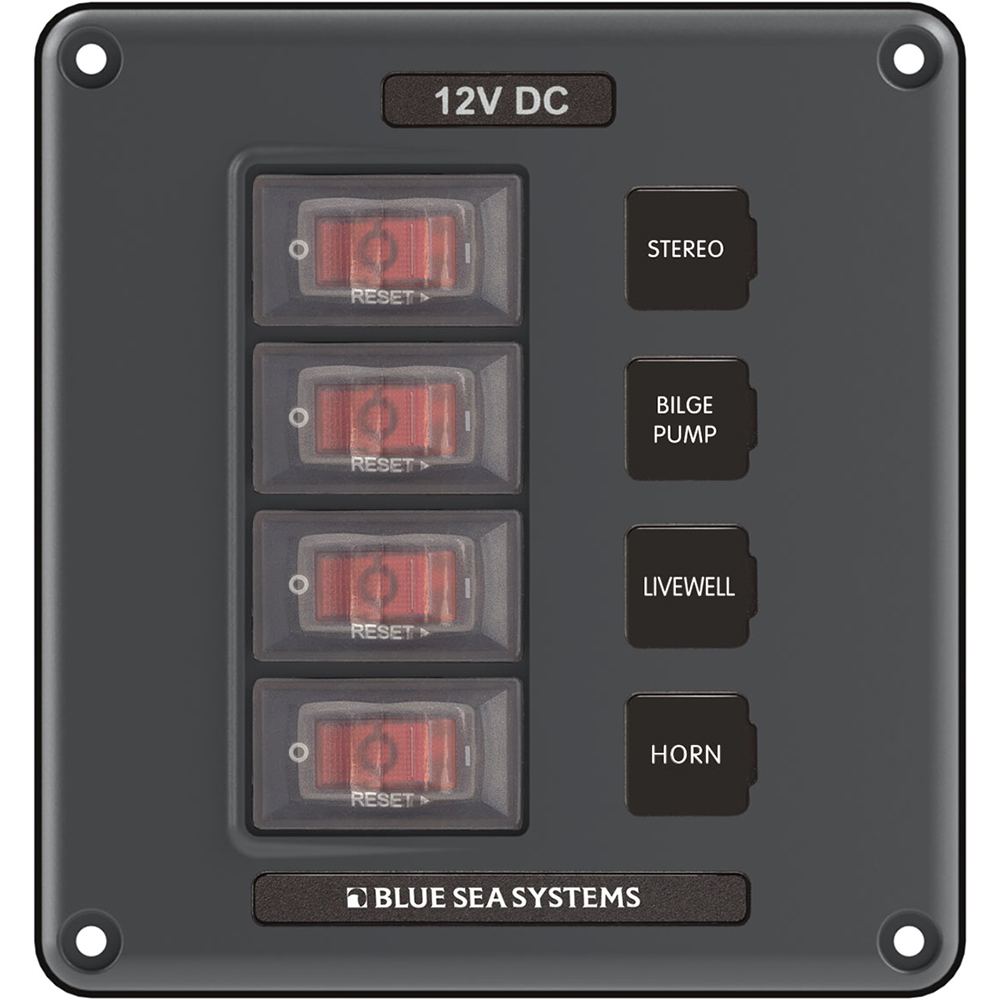Blue Sea 4320 Circuit Breaker Switch Panel 4 Position – Gray Blue Sea 4320 Circuit Breaker Switch Panel 4 Position – Gray