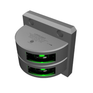 Lopolight Series 301-001 – Double Stacked Starboard Sidelight – 2NM – Vertical Mount – Green – Silver Housing