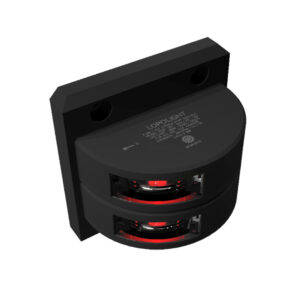Lopolight Series 301-002 – Double Stacked Port Sidelight – 2NM – Vertical Mount – Red – Black Housing