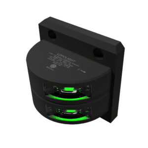Lopolight Series301-101 – Double Stacked Starboard Sidelight – 3NM – Vertical Mount – Green – Black Housing