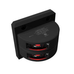 Lopolight Series 301-102 – Double Stacked Port Sidelight – 3NM – Vertical Mount – Red – Black Housing