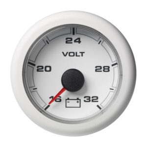 Veratron 52MM (2-1/16″) OceanLink Battery Voltage Gauge – 16 to 32V – White Dial & Bezel