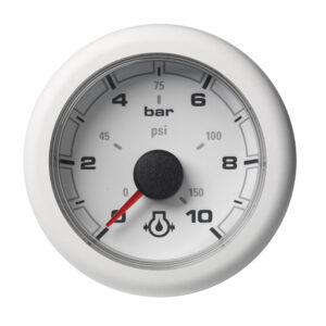 Veratron 52MM (2-1/16″) OceanLink Engine Oil Pressure – 10 Bar/150 PSI – White Dial & Bezel