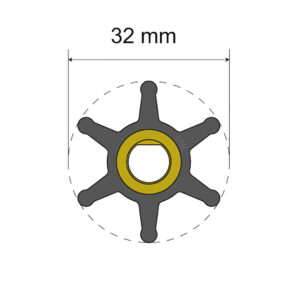 Albin Group Premium Impeller Kit – 32 x 8 x 12mm – 6 Blade – Single Flat Insert