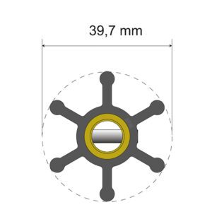 Albin Group Premium Impeller Kit – 39.7 x 9.5 x 19.2mm – 6 Blade – Pin Insert