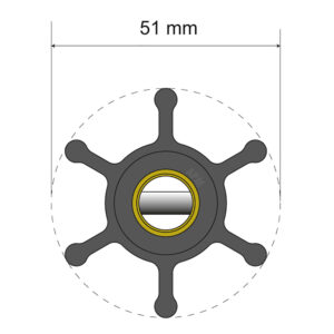 Albin Group Premium Impeller Kit – 51 x 22 x 12mm – 6 Blade – Pin Insert