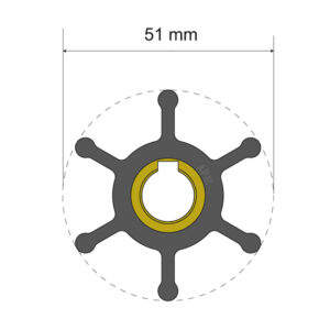 Albin Group Premium Impeller Kit – 51 x 12.7 x 22mm – 6 Blade – Key Insert
