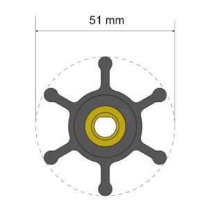 Albin Group Premium Impeller Kit – 51 x 8 x 22mm – 6 Blade – Single Flat Insert