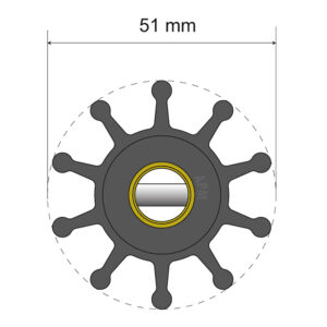 Albin Group Premium Impeller Kit – 51 x 12 x 22mm – 10 Blade – Pin Insert