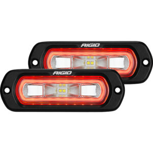 RIGID Industries SR-L Series Flush Mount Spreader Light – Black Housing – Red Halo