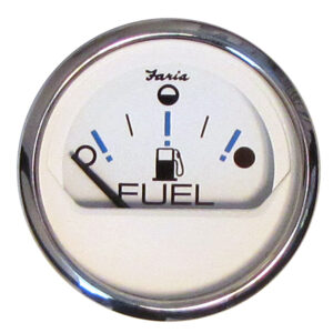 Faria Chesapeake White SS 2″ Fuel Level Gauge – Metric (E-1/2-F)