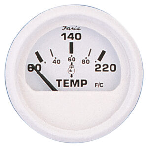 Faria Dress White 2″ Cylinder Head Temperature Gauge (60 – 220&deg; F)