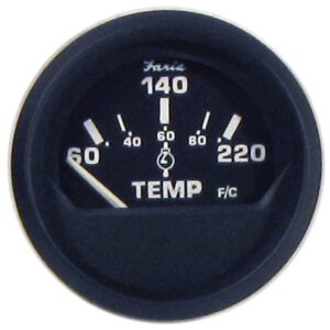 Faria Euro Black 2″ Cylinder Head Temperature Gauge (60 to 220&deg; F) with Sender