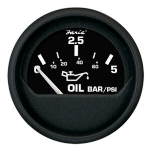 Faria Euro Black 2″ Oil Pressure Gauge – Metric (5 Bar)