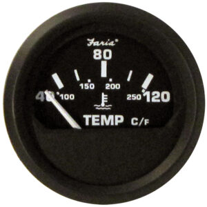 Faria Euro Black 2″ Water Temperature Gauge – Metric (40 to 120&deg; C)