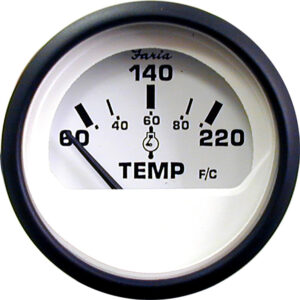 Faria Euro White 2″ Cylinder Head Temperature Gauge (60 – 220&deg; F)