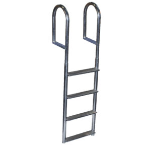 Dock Edge Welded Aluminum Fixed Wide Step Ladder – 4-Step