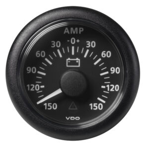 Veratron 52MM (2-1/16″) ViewLine Battery Status Gauge -150/+150AMP – Black Dial & Bezel