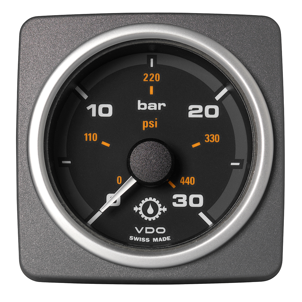 Veratron 52 MM (2-1/16″) AcquaLink Transmission Oil Pressure 30 Bar/440 PSI – Black Dial & Bezel Veratron 52 MM (2-1/16″) AcquaLink Transmission Oil Pressure 30 Bar/440 PSI – Black Dial & Bezel