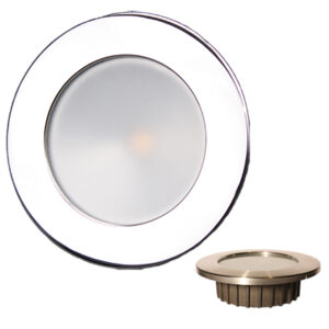 Lunasea “ZERO EMI&rdquo; Recessed 3.5&rdquo; LED Light – Warm White w/Polished Stainless Steel Bezel – 12VDC