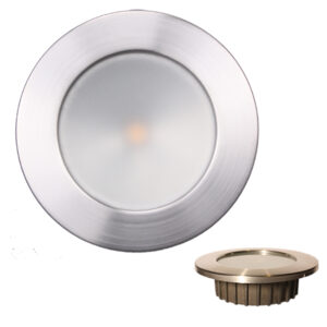 Lunasea &ldquo;ZERO EMI&rdquo; Recessed 3.5&rdquo; LED Light – Warm White, Red w/Brushed Stainless Steel Bezel – 12VDC