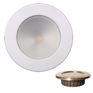 Lunasea &ldquo;ZERO EMI&rdquo; Recessed 3.5&rdquo; LED Light – Warm White, Red w/White Stainless Steel Bezel – 12VDC