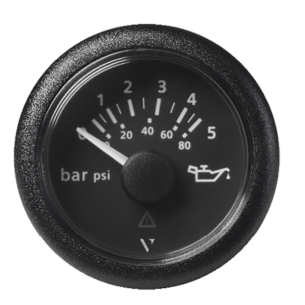 Veratron 52 MM (2-1/16″) ViewLine Oil Pressure Gauge 5 Bar/80 PSI – Black Dial & Round Bezel Veratron 52 MM (2-1/16″) ViewLine Oil Pressure Gauge 5 Bar/80 PSI – Black Dial & Round Bezel