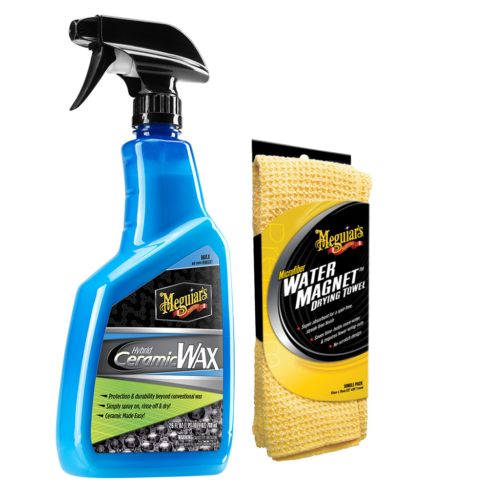 Meguiar's Hybrid Ceramic Wax w/Water Magnet Microfiber Drying Towel – 22″ x 30″ Meguiar's Hybrid Ceramic Wax w/Water Magnet Microfiber Drying Towel – 22″ x 30″