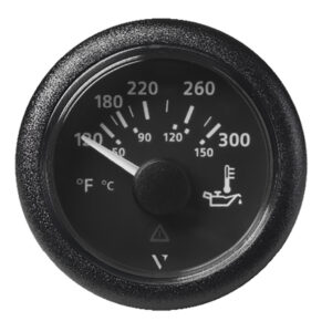 Veratron 52MM (2-1/16″) ViewLine Oil Temperature Gauge 120-300&deg;F – Black Dial & Bezel