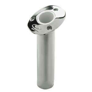 C.E. Smith Flush Mount Rod Holder – 15 Degree & 9″ Depth – Stainless Steel – Cast Gimbal – White Vinyl Liner