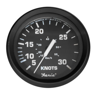 Faria Euro Black 4″ Speedometer – 30 Knot (Pitot)