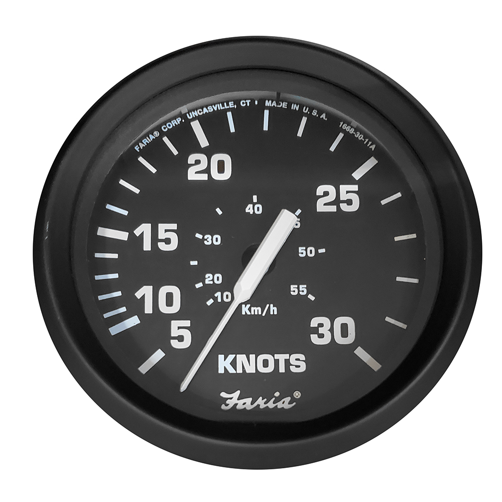 Faria Euro Black 4″ Speedometer – 30 Knot (Pitot) Faria Euro Black 4″ Speedometer – 30 Knot (Pitot)