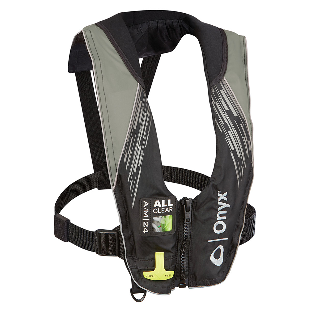 Onyx A/M-24 Series All Clear Automatic/Manual Inflatable Life Jacket – Grey – Adult Onyx A/M-24 Series All Clear Automatic/Manual Inflatable Life Jacket – Grey – Adult
