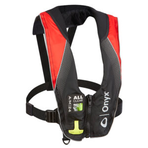 Onyx A/M-24 Series All Clear Automatic/Manual Inflatable Life Jacket – Black/Red – Adult