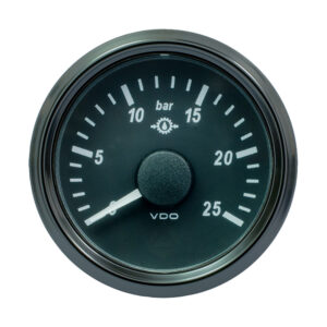 VDO SingleViu 52mm (2-1/16″) Gear Oil Pressure Gauge – 25 Bar – 0-180 Ohm