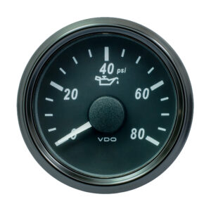 VDO SingleViu 52mm (2-1/16″) Oil Pressure Gauge – 80 PSI – 240-33 Ohm