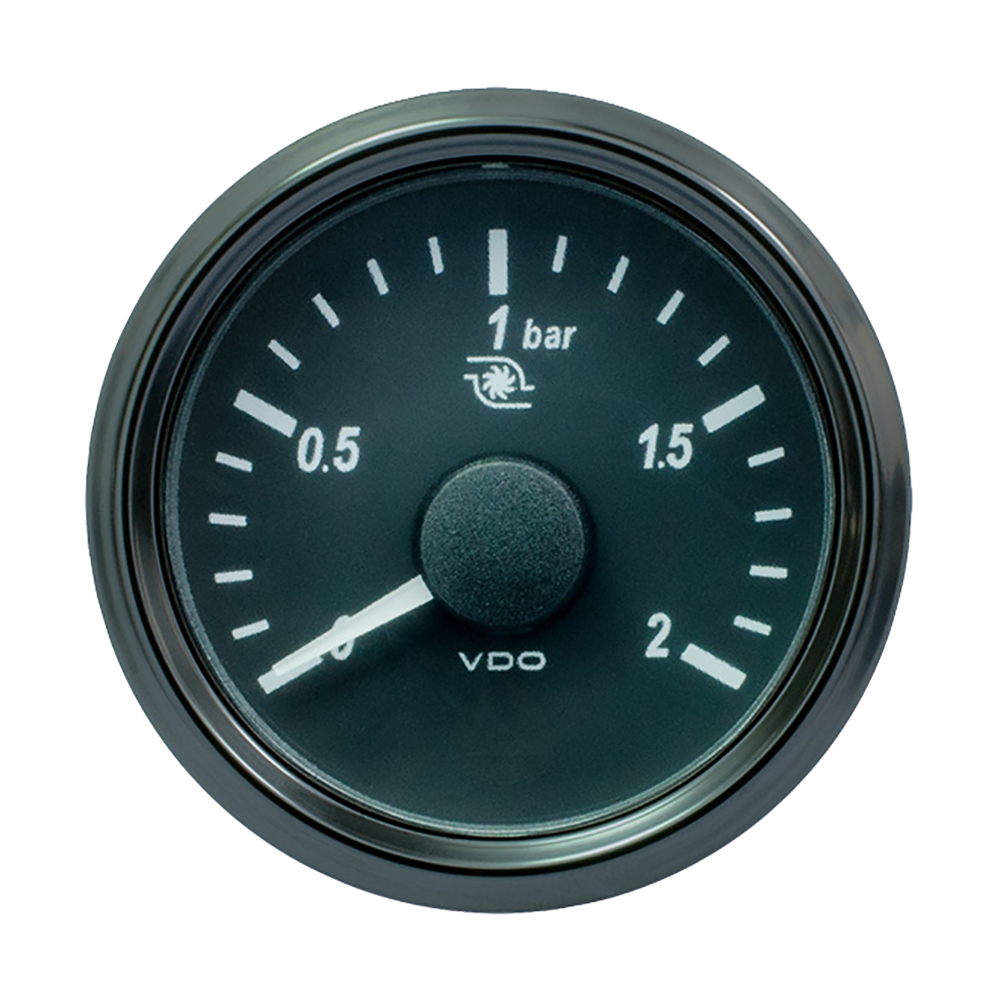 VDO SingleViu 52mm (2-1/16″) Turbo Pressure Gauge – 2 Bar – 0-180 Ohm VDO SingleViu 52mm (2-1/16″) Turbo Pressure Gauge – 2 Bar – 0-180 Ohm