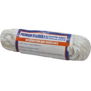 Sea-Dog Solid Braid Polyester Cord Hank – 1/8″ x 50' – White