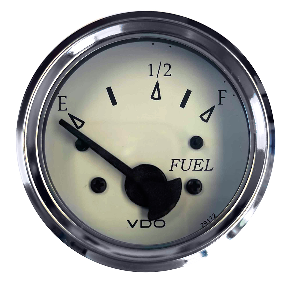 VDO Cockpit Marine 52MM (2-1/16″) Fuel Level Gauge – White Dial/Chrome Bezel VDO Cockpit Marine 52MM (2-1/16″) Fuel Level Gauge – White Dial/Chrome Bezel