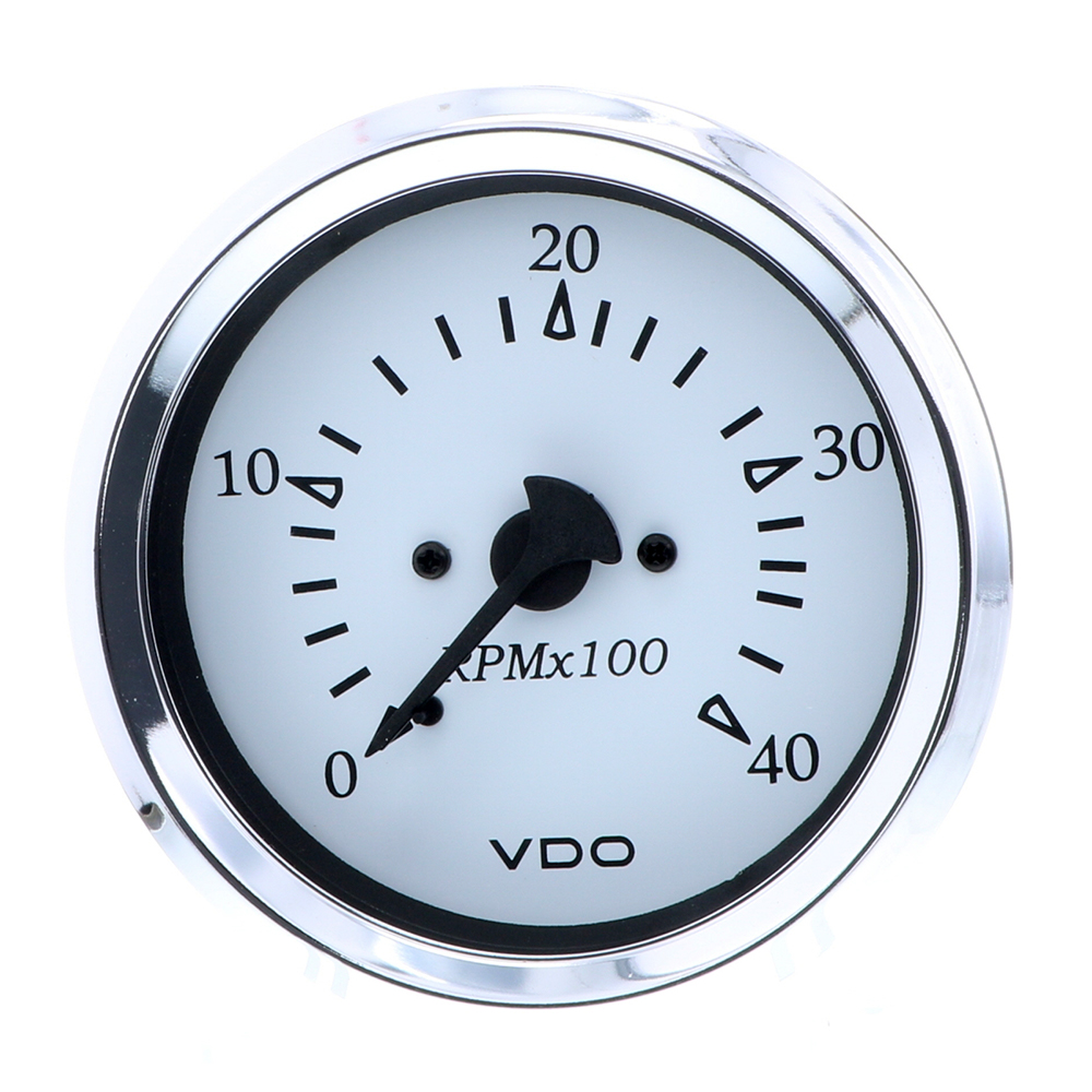 VDO Cockpit Marine 85MM (3-3/8″) Diesel Tachometer – Alternator Input – White Dial/Chrome Bezel VDO Cockpit Marine 85MM (3-3/8″) Diesel Tachometer – Alternator Input – White Dial/Chrome Bezel