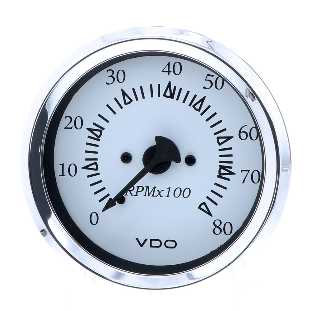 VDO Cockpit Marine 85MM (3-3/8″) Outboard Tachometer – White Dial/Chrome Bezel VDO Cockpit Marine 85MM (3-3/8″) Outboard Tachometer – White Dial/Chrome Bezel