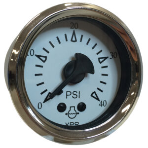 VDO Cockpit Marine 52MM (2-1/16″) Mechanical Water Pressure Gauge – White Dial/Chrome Bezel
