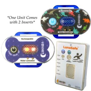Lunasea Child/Pet Safety Water Activated Strobe Light w/RF Transmitter & Portable Audio/Visual Receiver – Blue Case