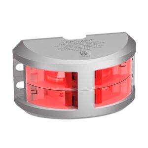 Lopolight Series 200-016 – Double Stacked Navigation Light – 2NM – Vertical Mount – Red – Silver Housing