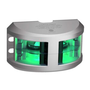 Lopolight Series 200-018 – Double Stacked Navigation Light – 2NM – Vertical Mount – Green – Silver Housing