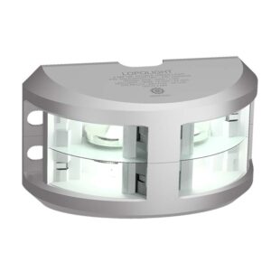 Lopolight Series 200-024 – Double Stacked Navigation Light – 2NM – Vertical Mount – White – Silver Housing
